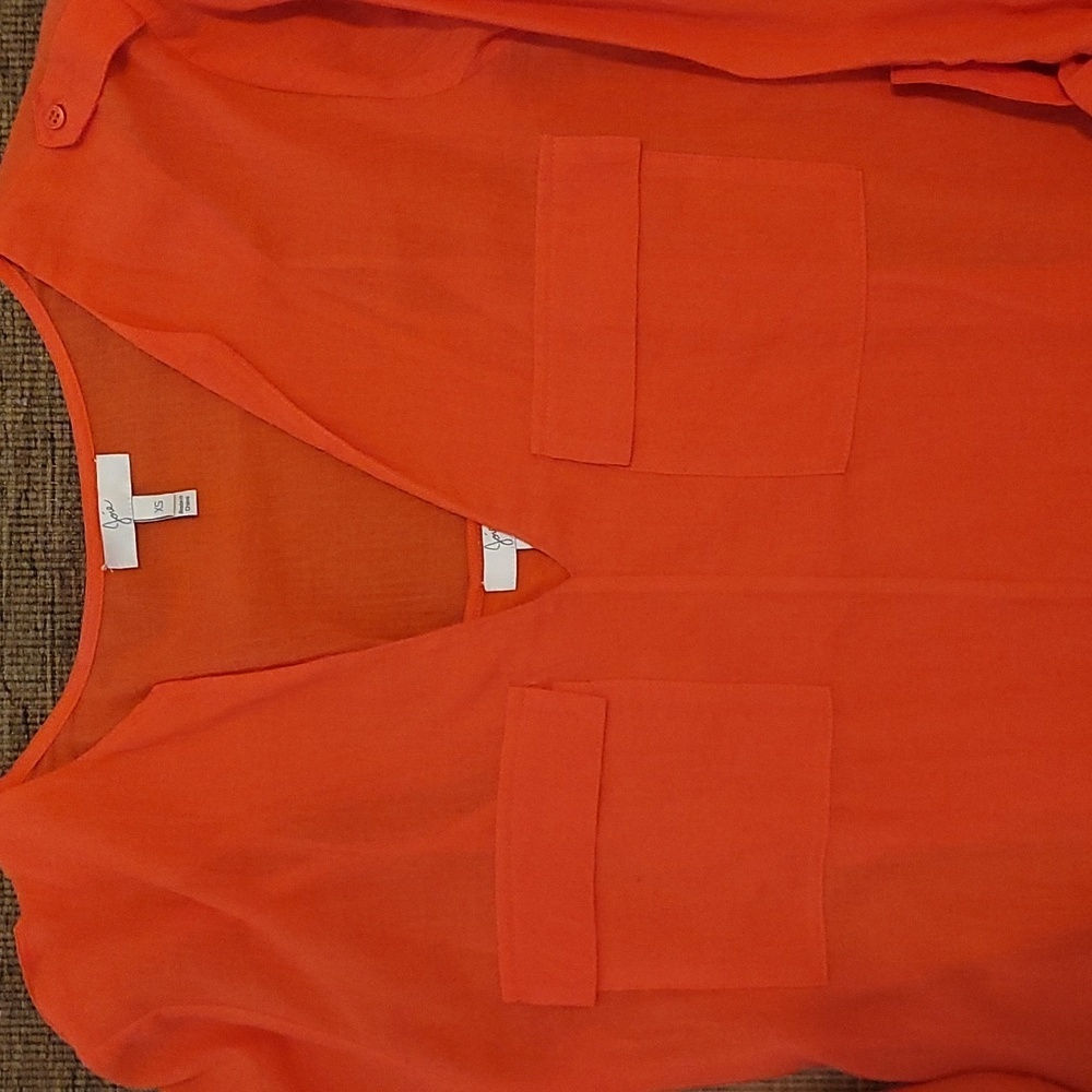 Joie Women's Orange V-Neck Top - Picture 4 of 8